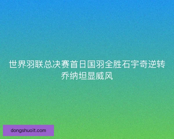 世界羽联总决赛首日国羽全胜石宇奇逆转乔纳坦显威风