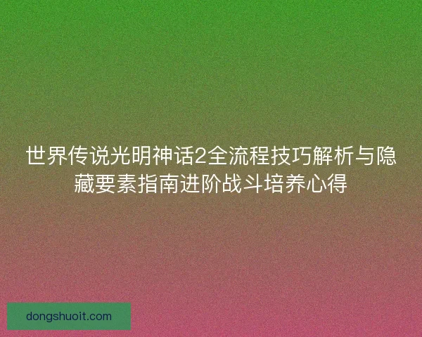 世界传说光明神话2全流程技巧解析与隐藏要素指南进阶战斗培养心得