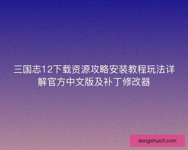 三国志12下载资源攻略安装教程玩法详解官方中文版及补丁修改器