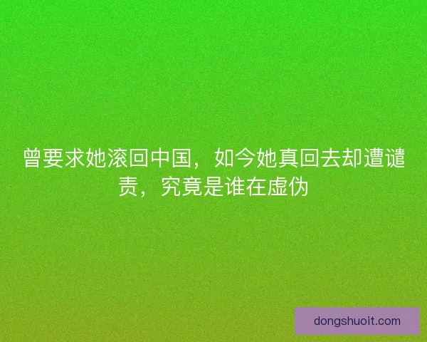 曾要求她滚回中国，如今她真回去却遭谴责，究竟是谁在虚伪