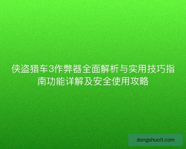 侠盗猎车3作弊器全面解析与实用技巧指南功能详解及安全使用攻略