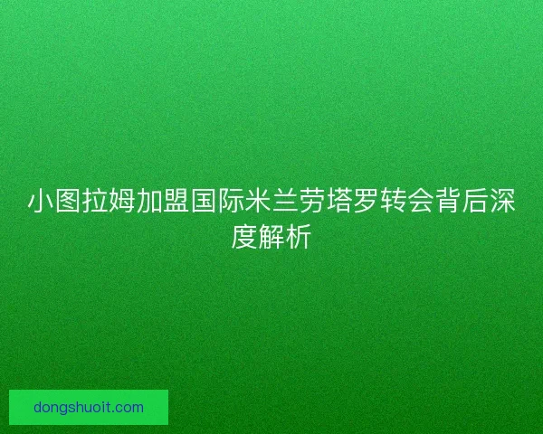 小图拉姆加盟国际米兰劳塔罗转会背后深度解析